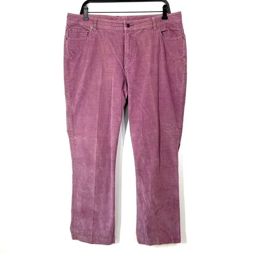 Garnet Hill Corduroy Pants Women 16 Plus Peach High Rise Stretch Classic Career
